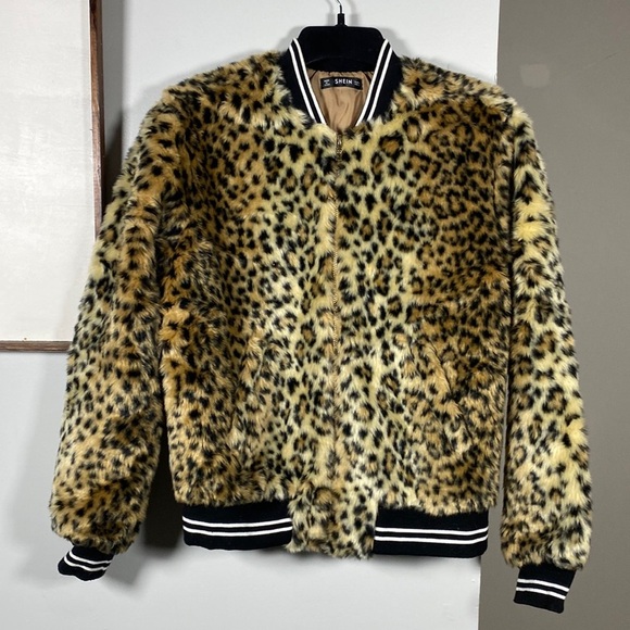 SHEIN Leopard Bomber Jacket - Picture 1 of 10